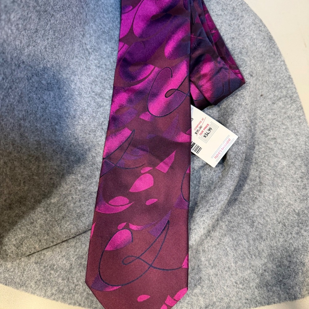 Christian Lacroix Mens Silk Tie Purple Magenta Abstract Made in Italy NWT
